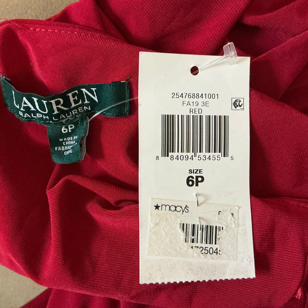 Ralph Lauren Embellished Chiffon Sleeveless A-Line Cocktail Dress Red Size 6P - Picture 10 of 12